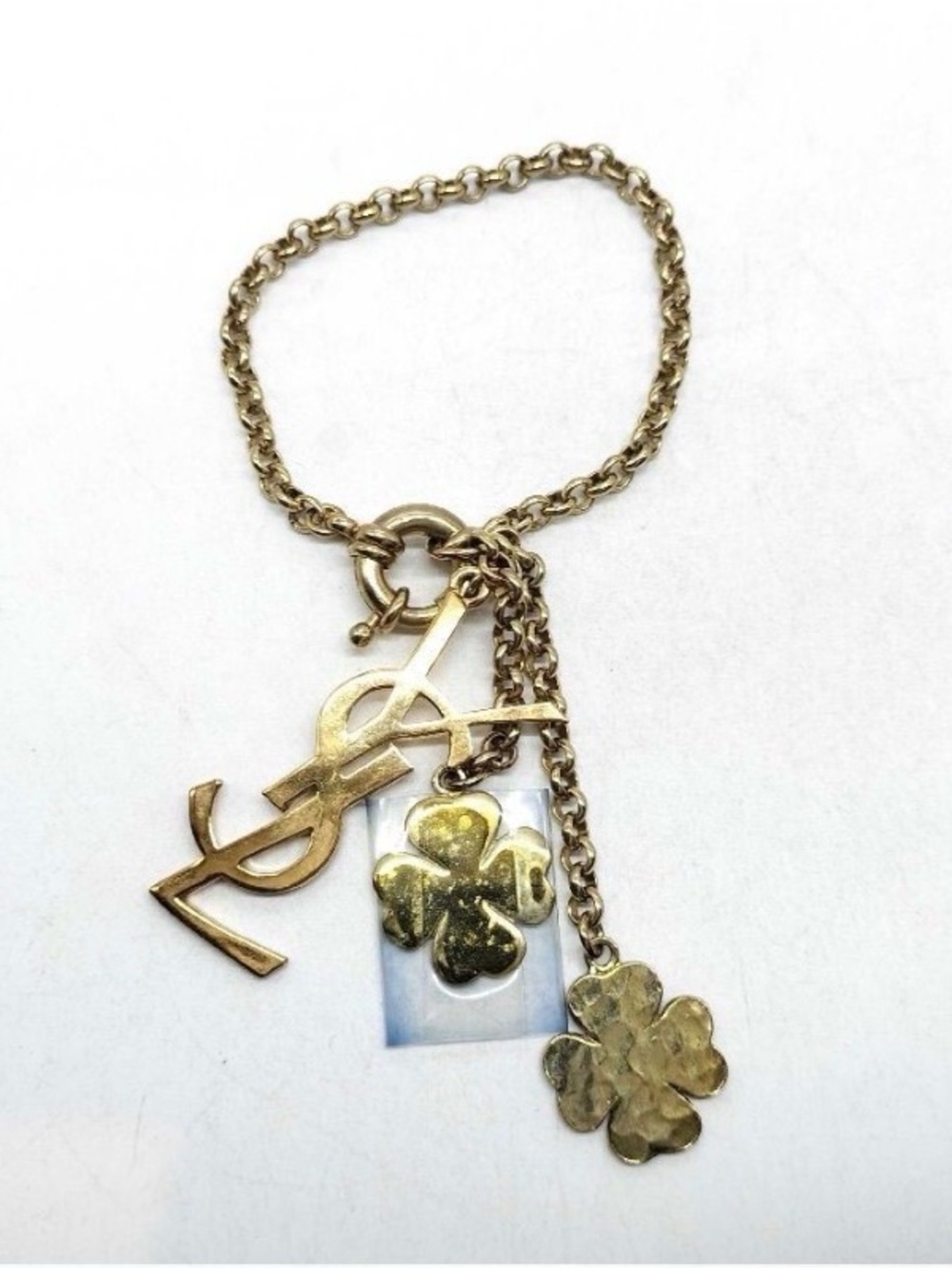 YSL Gold-Tone Floral Charm Bracelet - with (COA) - Picture 3 of 7